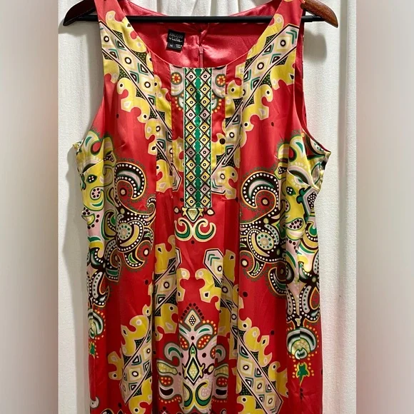 Nicole by Nicole Miller Colorful Sleeveless Sz 14 Paisley Print Shift Dress - Picture 9 of 16